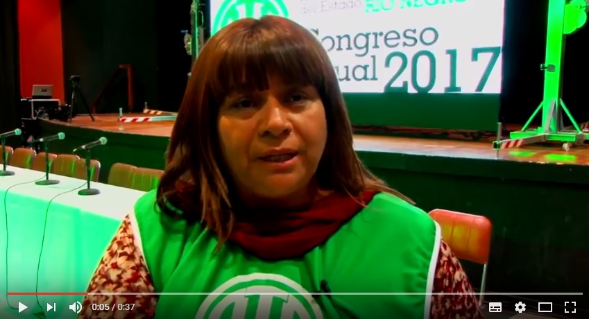 VIDEO: Rosa Ñanco, Sec. Gral. Seccional Villa Regina en el Congreso Pcial. de ATE Río Negro