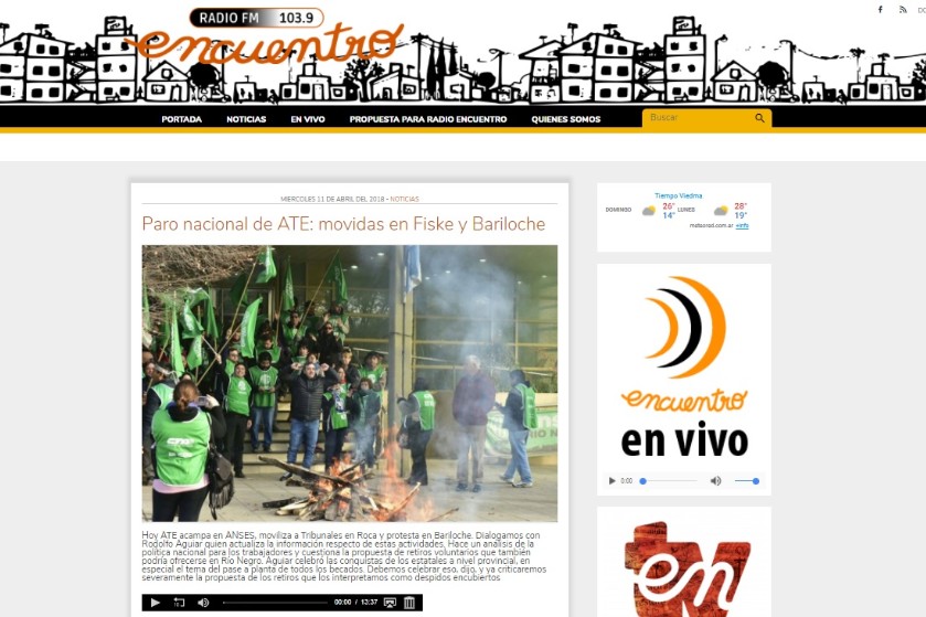ATE y CTA Río Negro saludan a Radio Encuentro, de Viedma, en su cumpleaños número 28