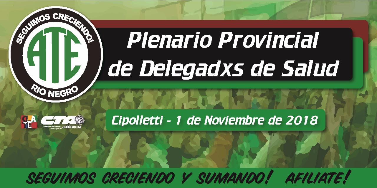 Mañana en Cipolletti ATE realiza un plenario provincial de delegados de Salud 