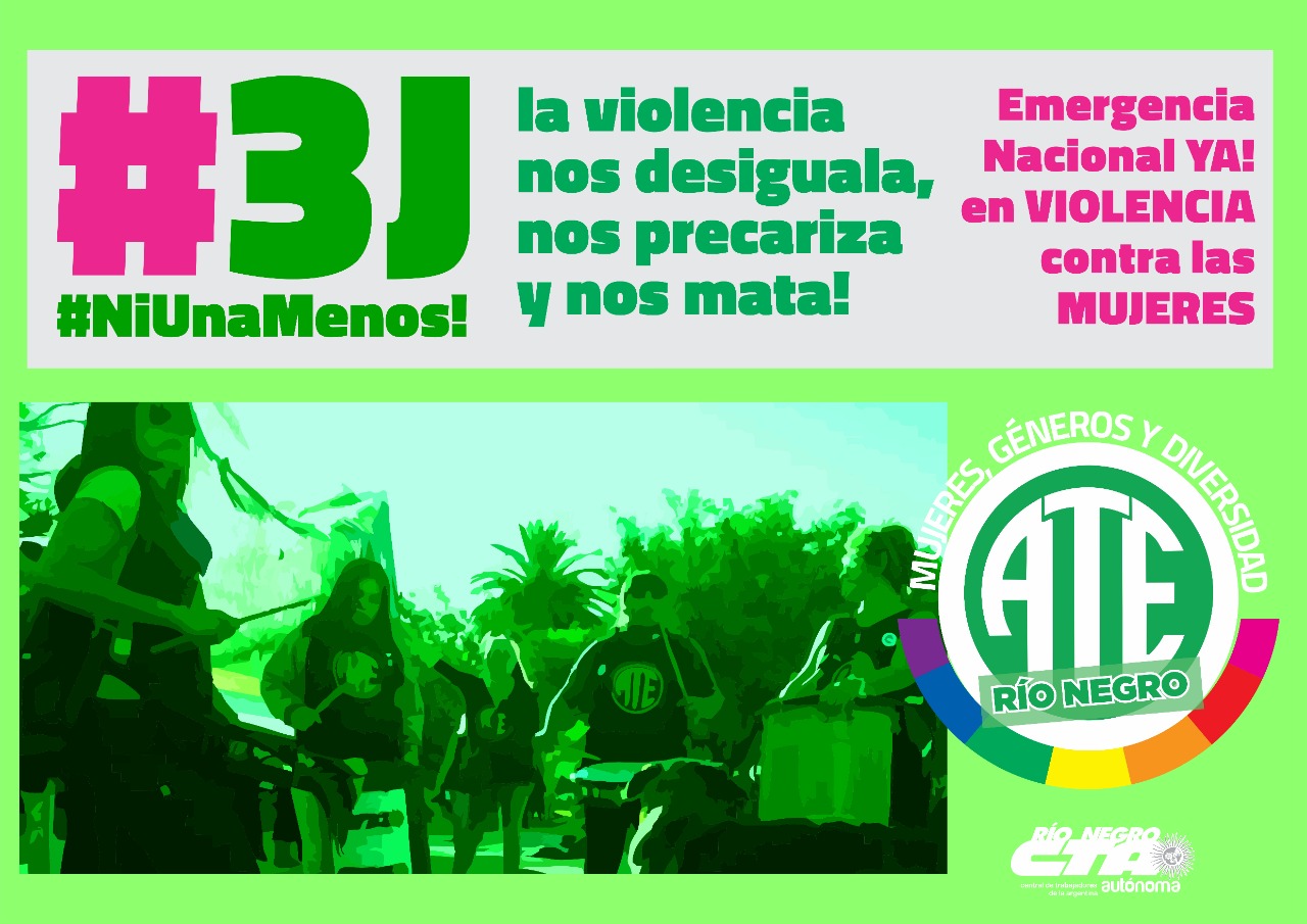 #3J NiUnaMenos | ATE levanta las banderas por la erradicación de la violencia machista